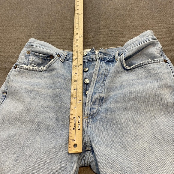 AGOLDE Straight Leg Jeans Womens 29 Light Wash High Rise Distressed Denim Boho - Picture 9 of 13